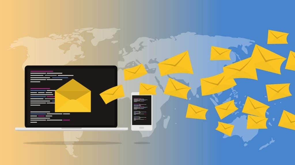 pantalla de ordenador de la que salen emails