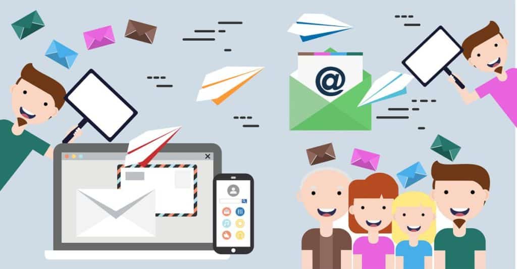 portatil con emails y personas
