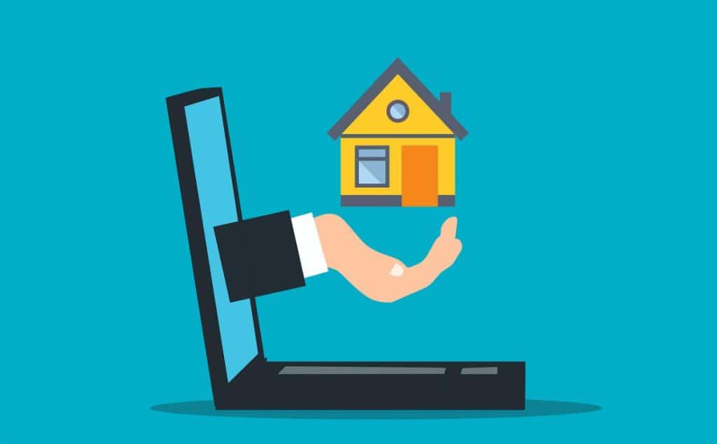 portatil del que sale agente inmobiliario para vender casa